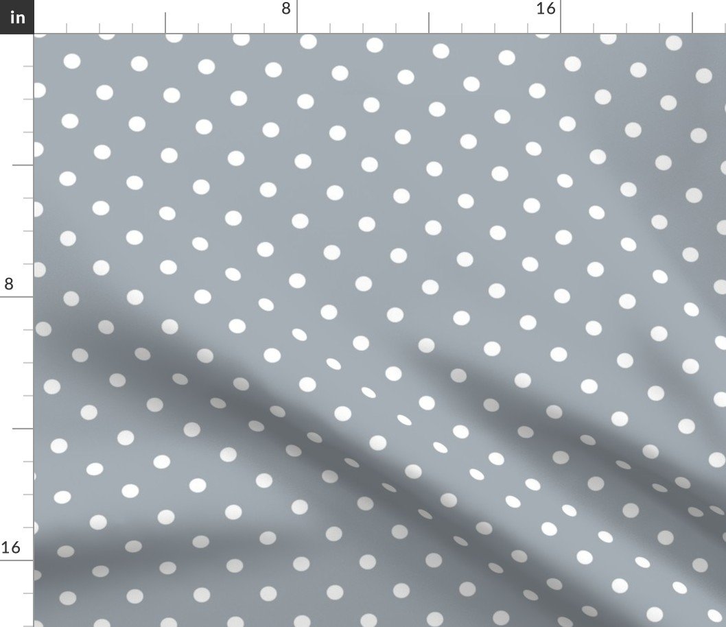 Grey Mist and White Polka Dots Fabric Grey Mist and White Polka Dots Fabric