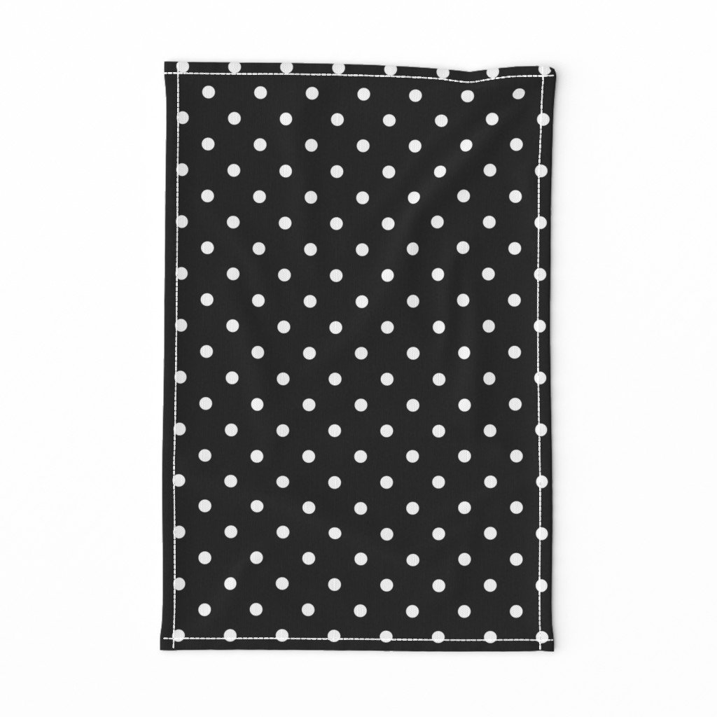 Licorice Black and White Polka Dots Tea Towel Licorice Black and White Polka Dots Tea Towel