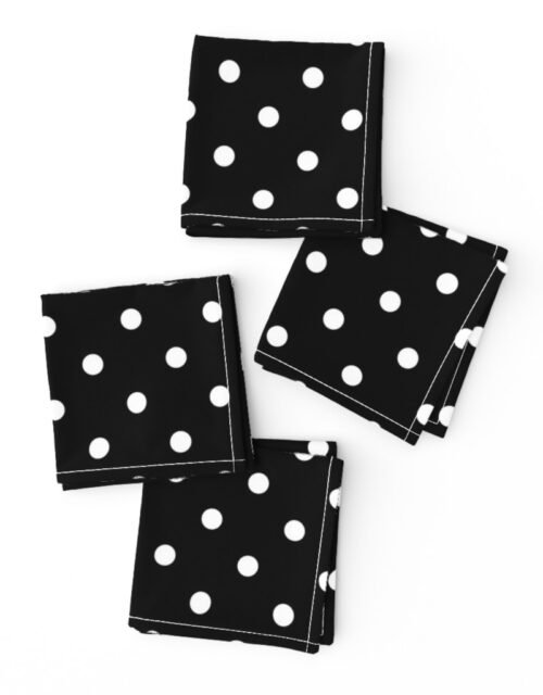 Licorice Black and White Polka Dots Cocktail Napkins