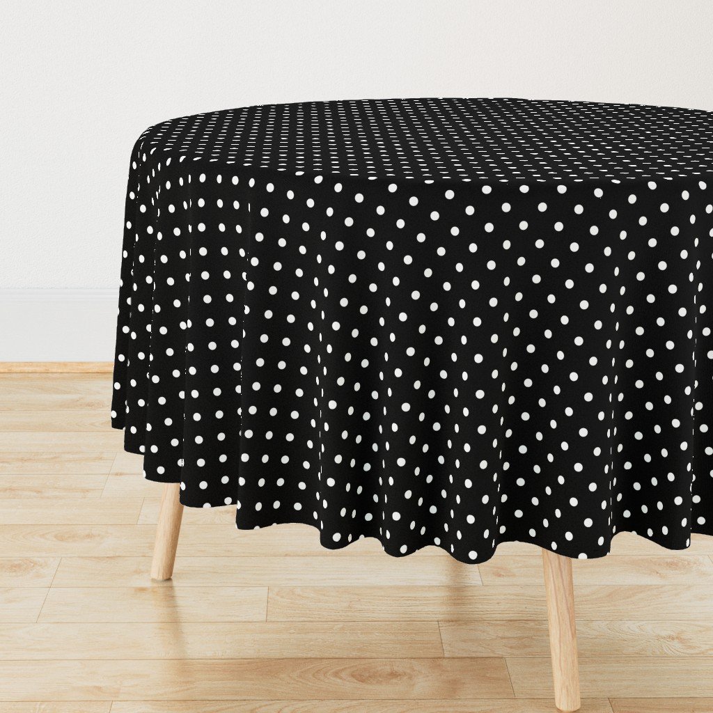 Licorice Black and White Polka Dots Round Tablecloth Licorice Black and White Polka Dots Round Tablecloth