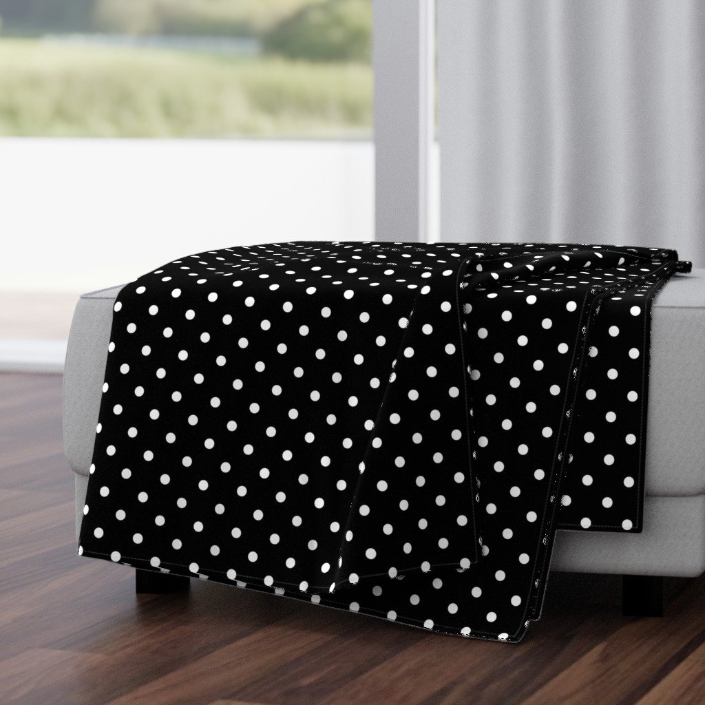 Licorice Black and White Polka Dots Throw Blanket Licorice Black and White Polka Dots Throw Blanket