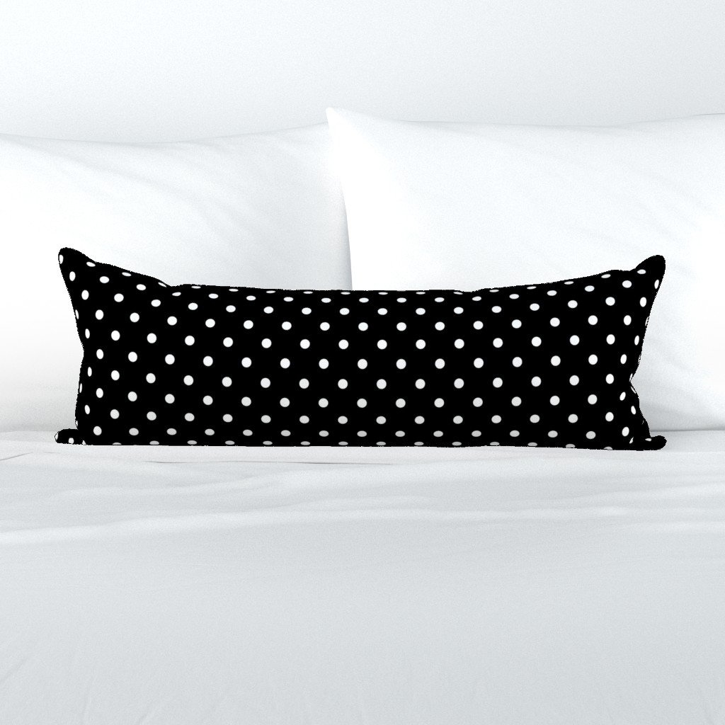 Licorice Black and White Polka Dots Extra Long Lumbar Pillow Licorice Black and White Polka Dots Extra Long Lumbar Pillow