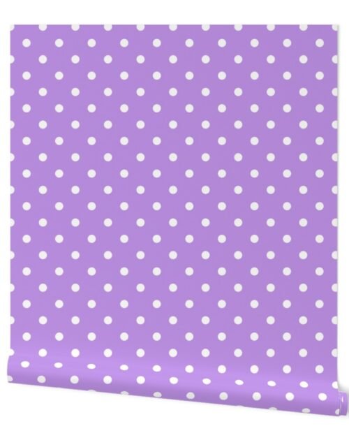 Lilac and White Polka Dots Wallpaper