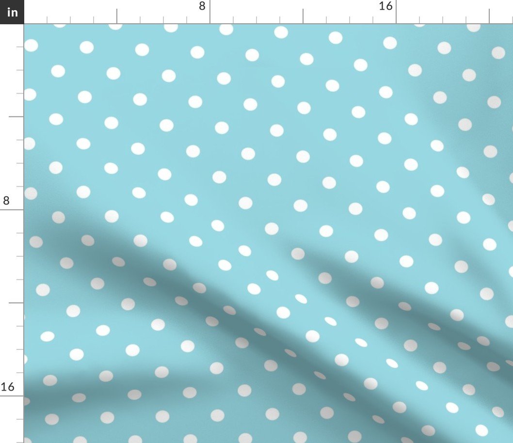 Sky Blue and White Polka Dots Fabric Sky Blue and White Polka Dots Fabric