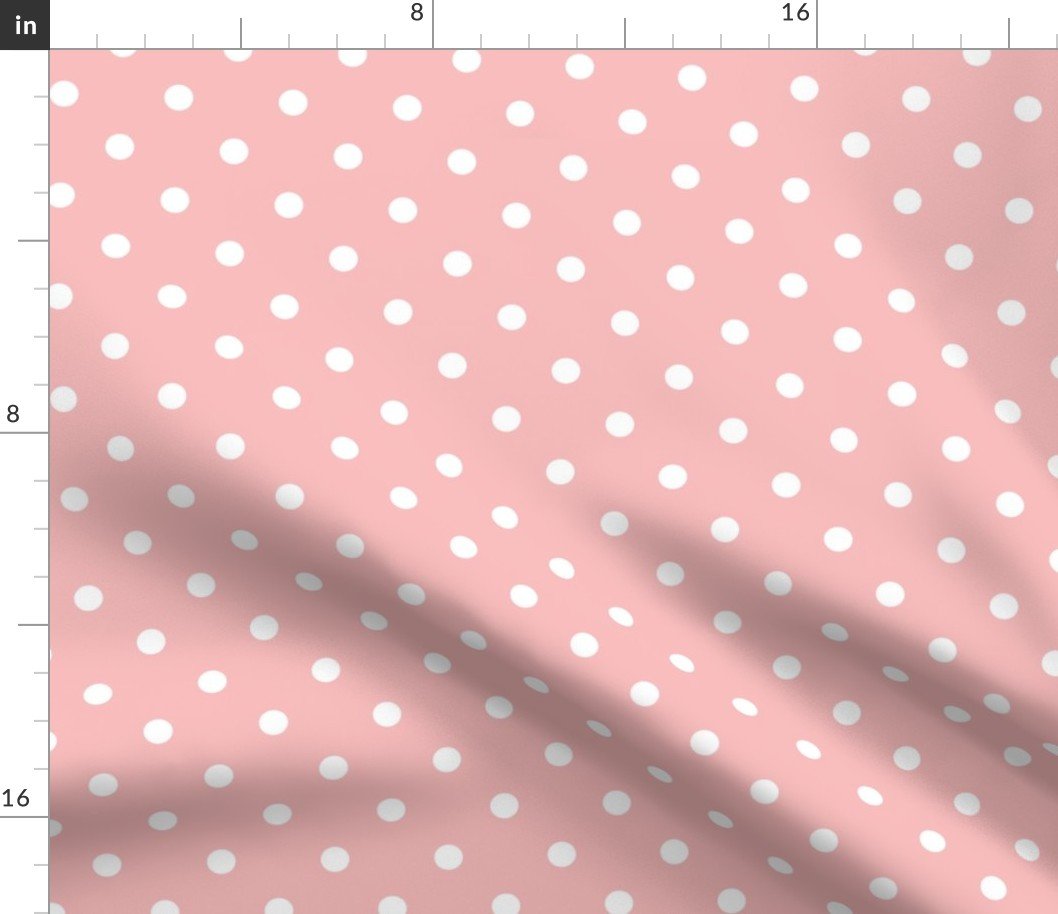 Powder Pink and White Polka Dots Fabric Powder Pink and White Polka Dots Fabric