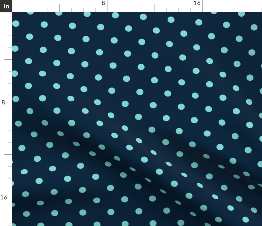 Navy and Turquoise Polka Dots Fabric Navy and Turquoise Polka Dots Fabric