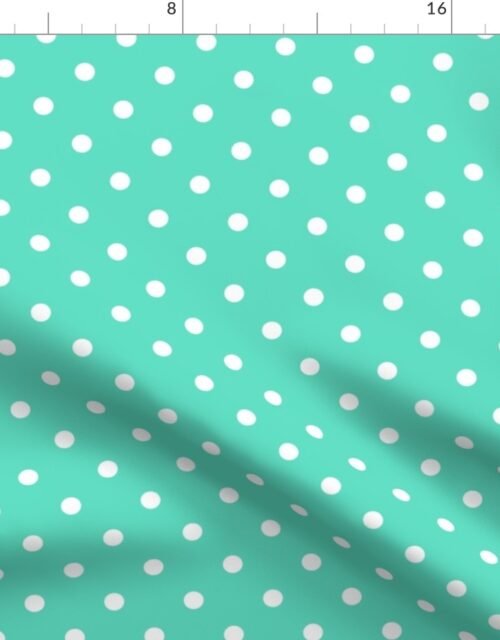 Aqua and White Polka Dots Fabric