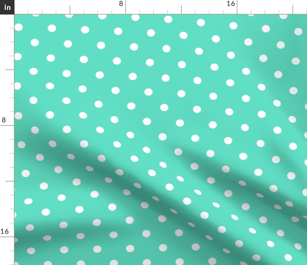 Aqua and White Polka Dots Fabric Aqua and White Polka Dots Fabric
