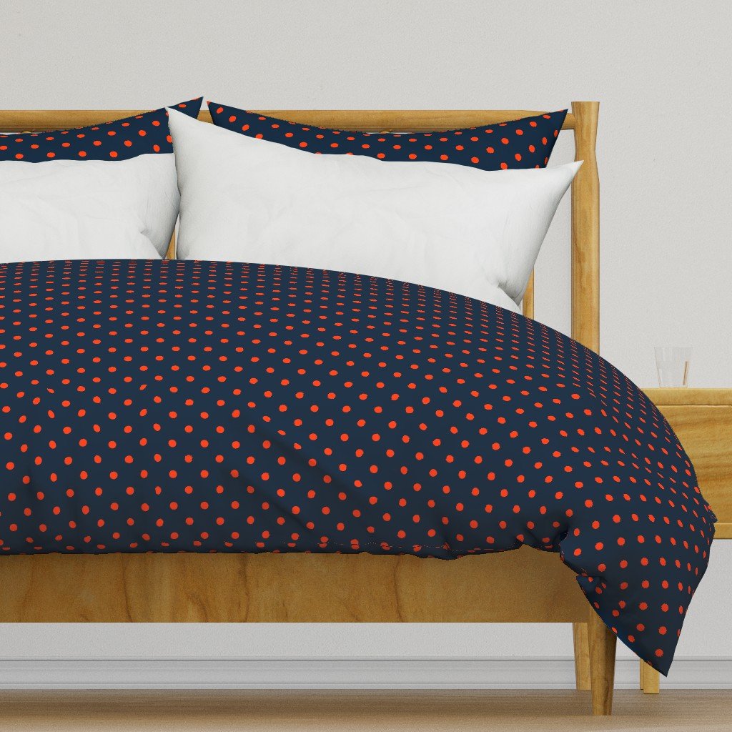 Navy and Orange Polka Dots Duvet Cover Navy and Orange Polka Dots Duvet Cover