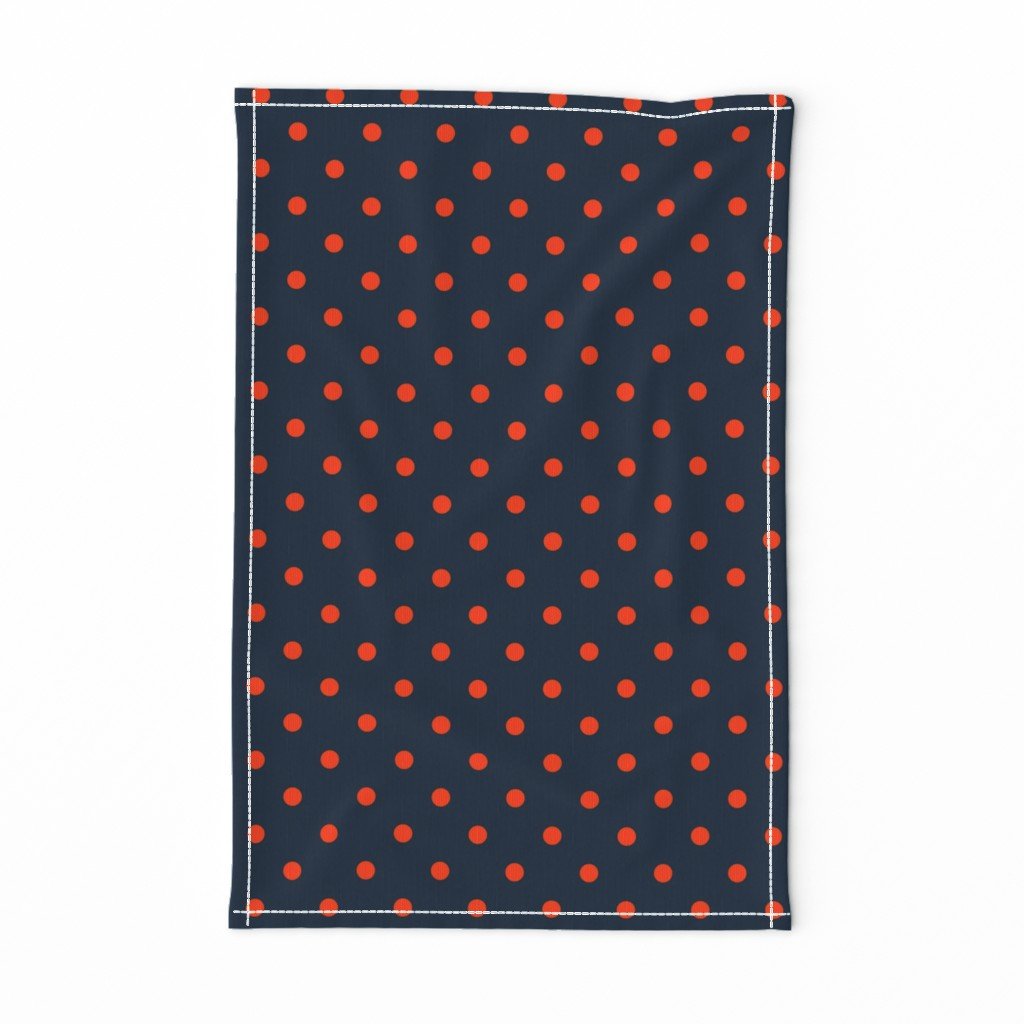 Navy and Orange Polka Dots Tea Towel Navy and Orange Polka Dots Tea Towel