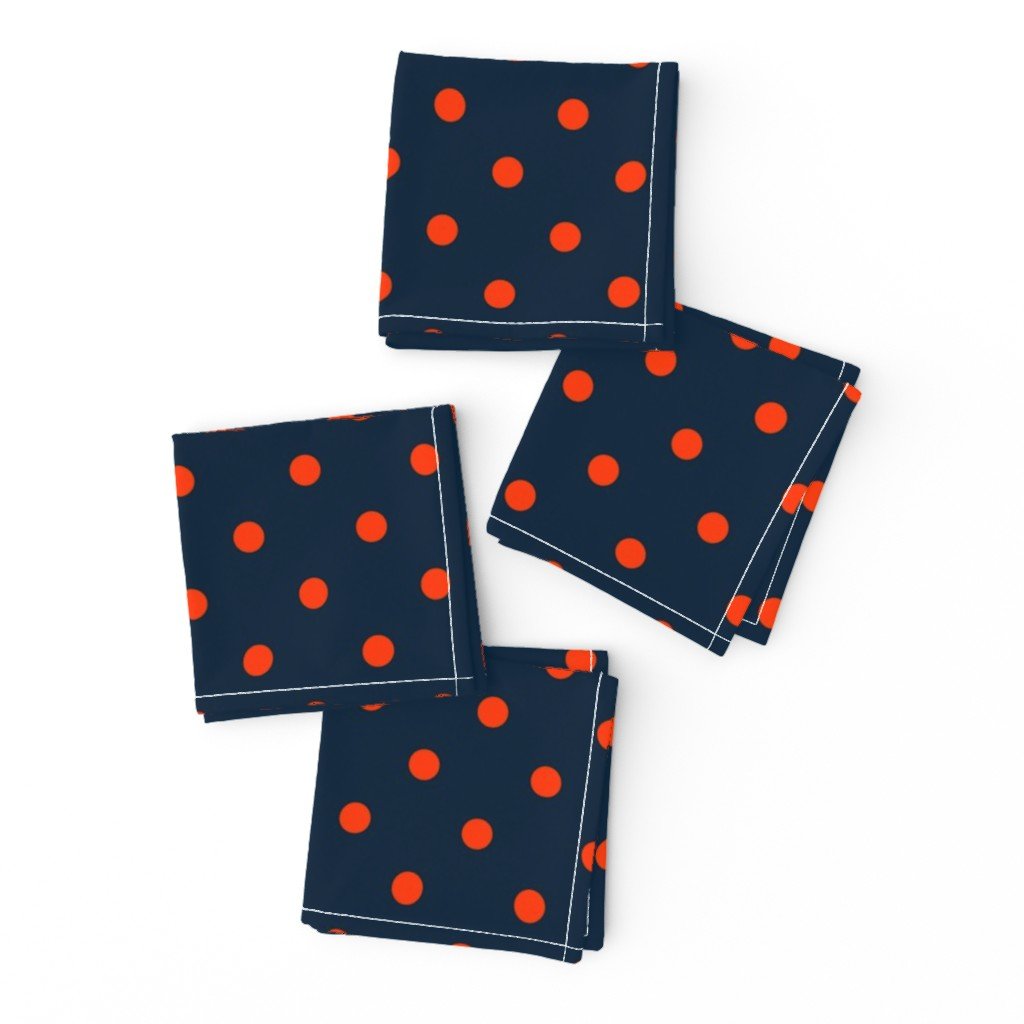 Navy and Orange Polka Dots Cocktail Napkins Navy and Orange Polka Dots Cocktail Napkins