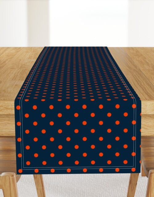 Navy and Orange Polka Dots Table Runner