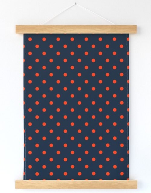 Navy and Orange Polka Dots Wall Hanging