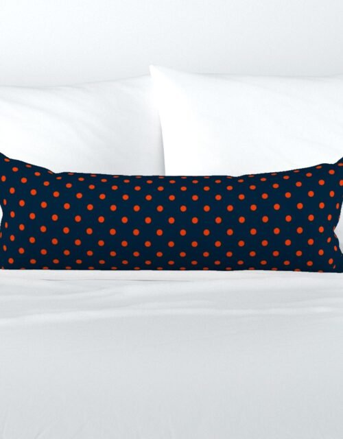 Navy and Orange Polka Dots Extra Long Lumbar Pillow