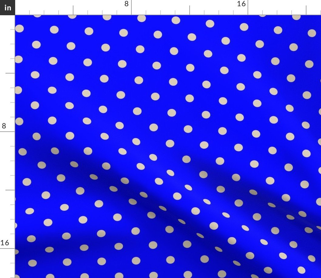 Beige Tan Polka Dots on Royal Blue Fabric Beige Tan Polka Dots on Royal Blue Fabric