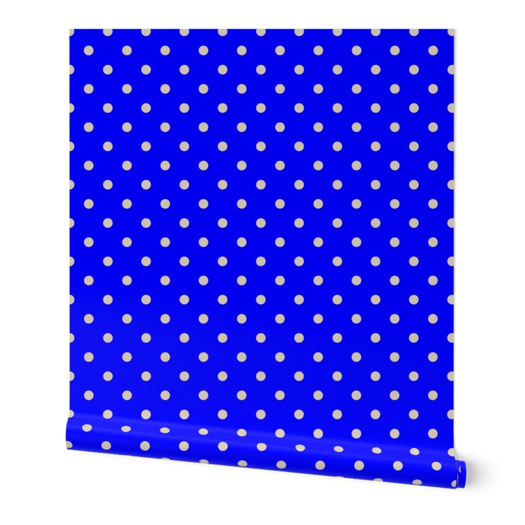 Beige Tan Polka Dots on Royal Blue Wallpaper Beige Tan Polka Dots on Royal Blue Wallpaper