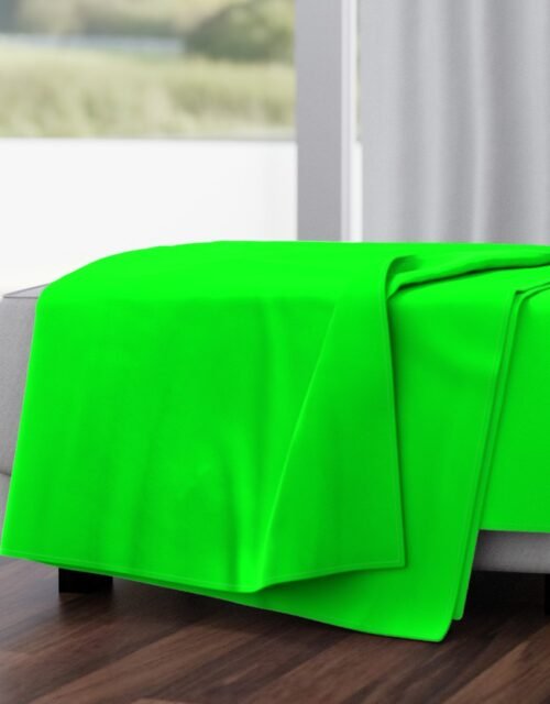 Neon Lime Green Solid Throw Blanket