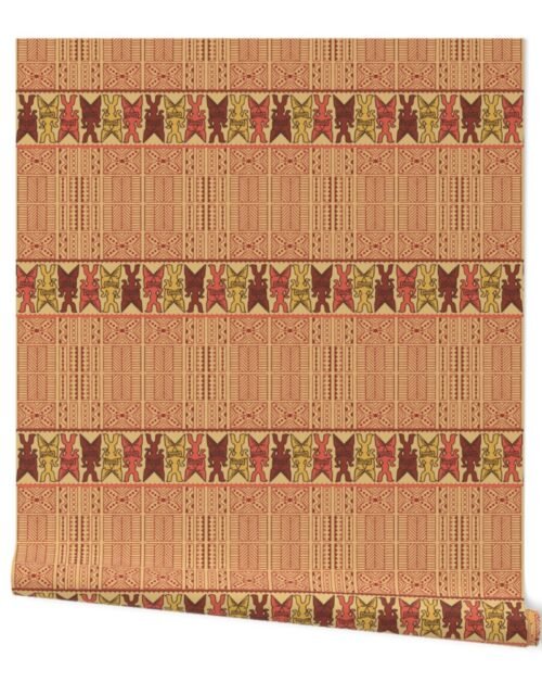 Coco and Red Clay Tiki Luau Tribal Print Wallpaper
