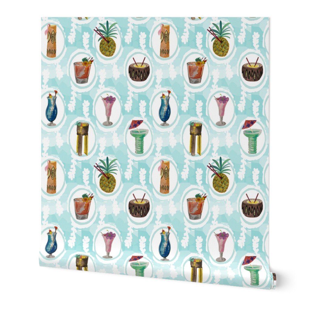 Blue Hawaii in Bubbles with Pikake Wallpaper Blue Hawaii in Bubbles with Pikake Wallpaper