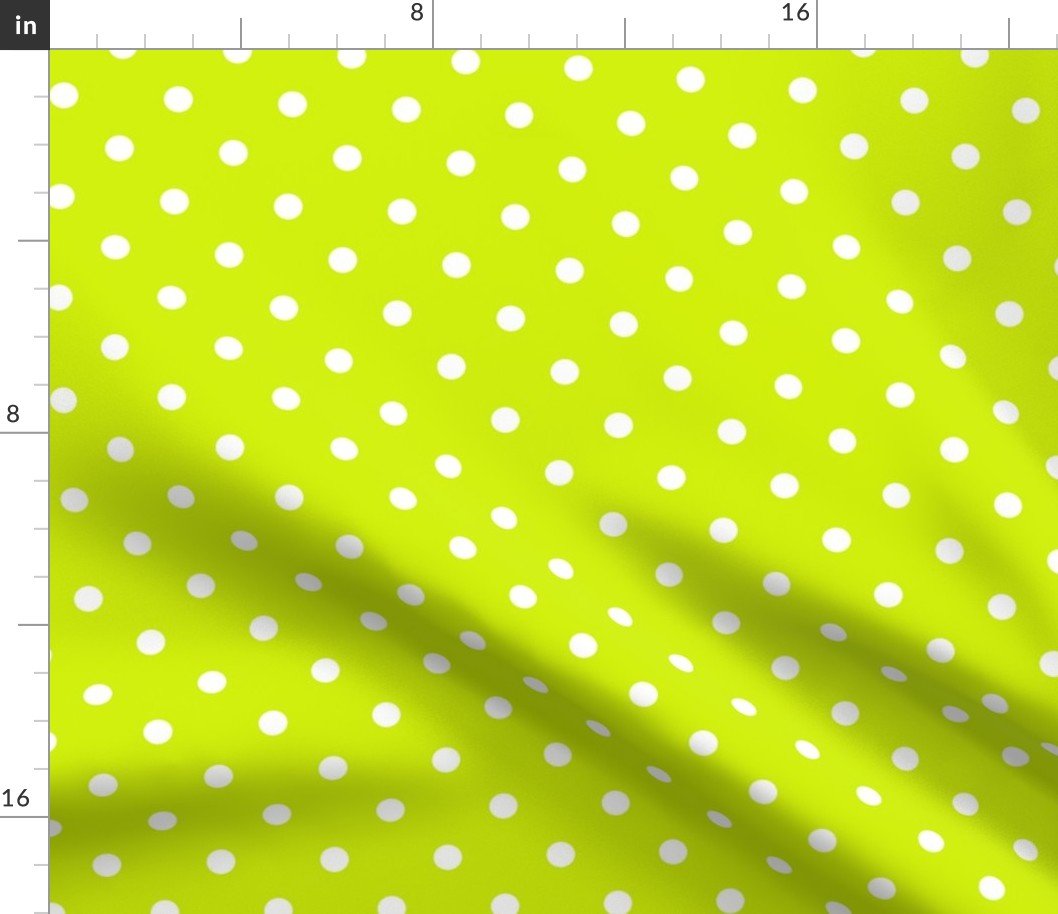 White Polkadots on Lime Punch Fabric White Polkadots on Lime Punch Fabric