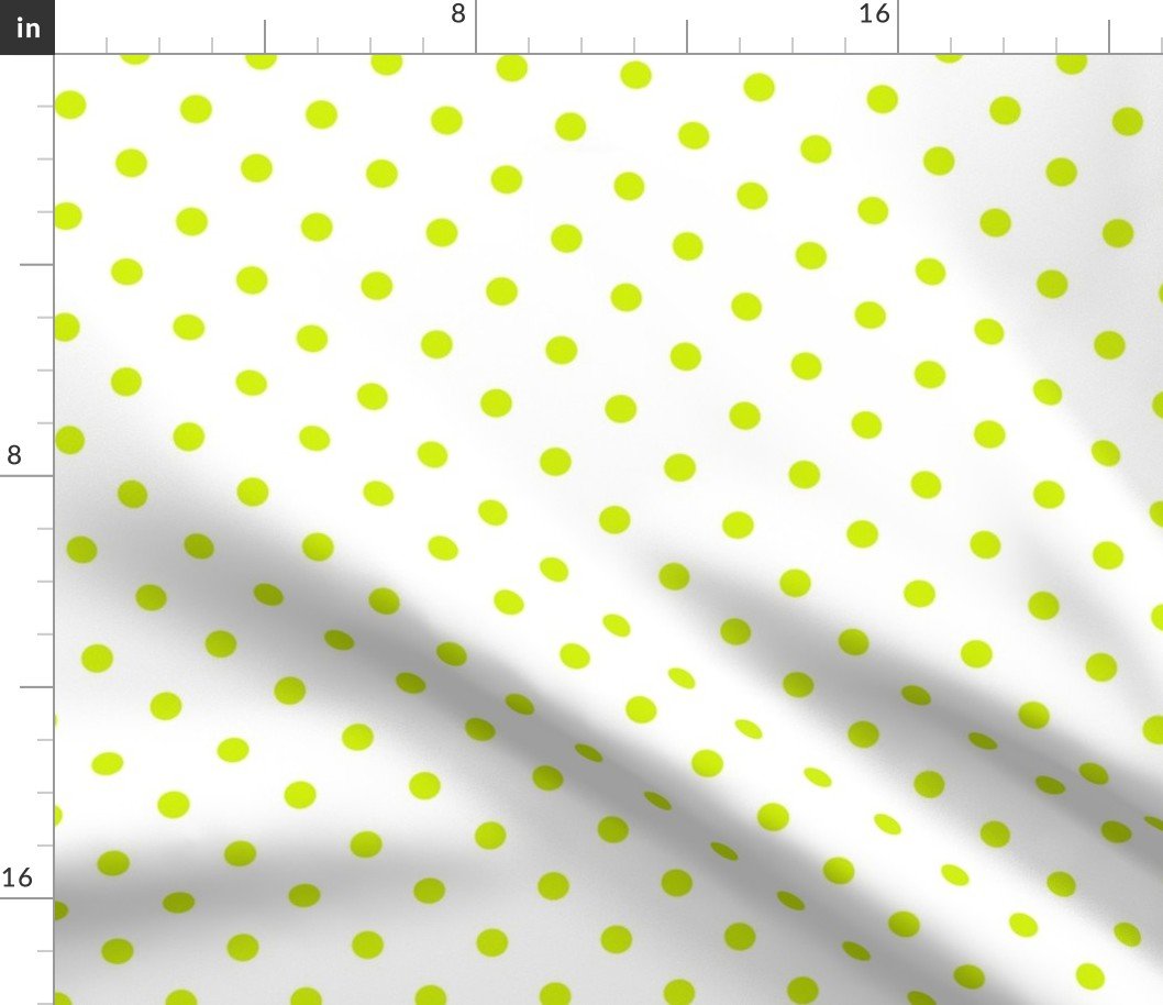 Lime Punch Polkadots on White Fabric Lime Punch Polkadots on White Fabric