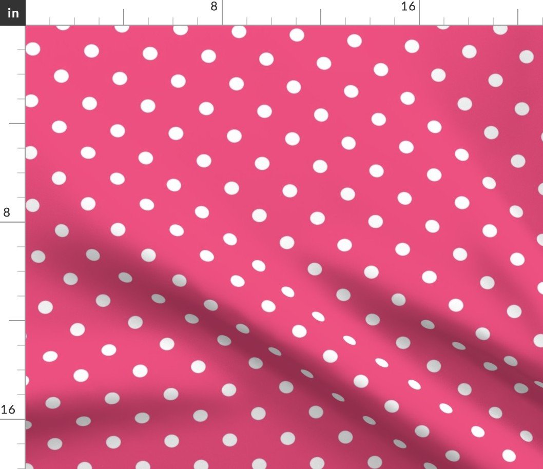 White Polkadots on Rapture Rose Fabric White Polkadots on Rapture Rose Fabric