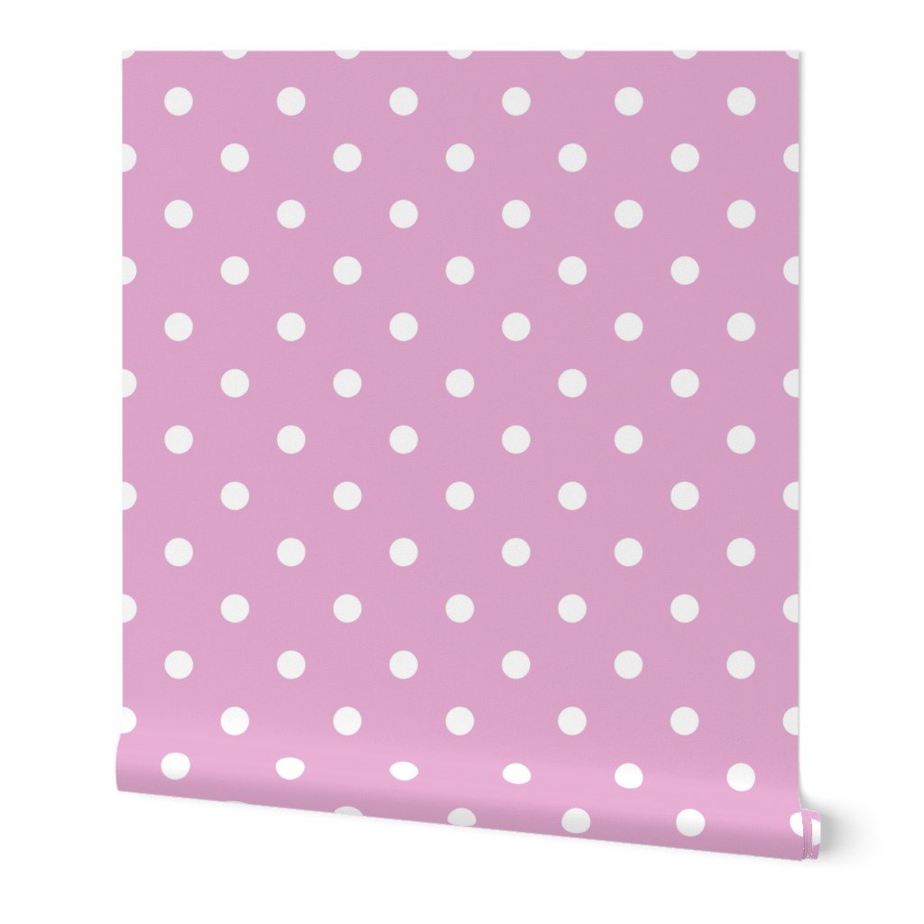 Bright White Polkadots on Pink Lavender Wallpaper Bright White Polkadots on Pink Lavender Wallpaper