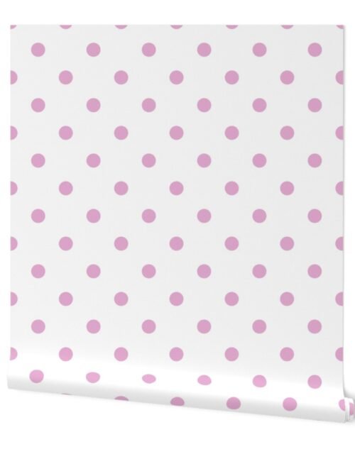 Pink Lavender Polkadots on White Wallpaper