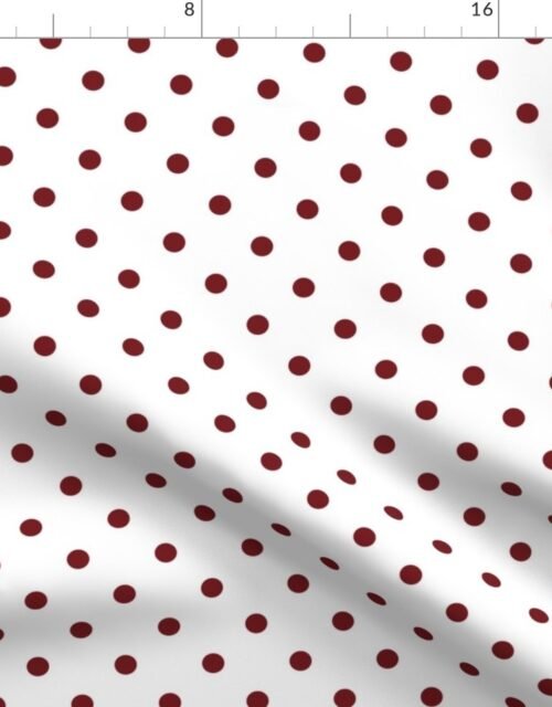 Spiced Apple Red Polkadots on White Fabric