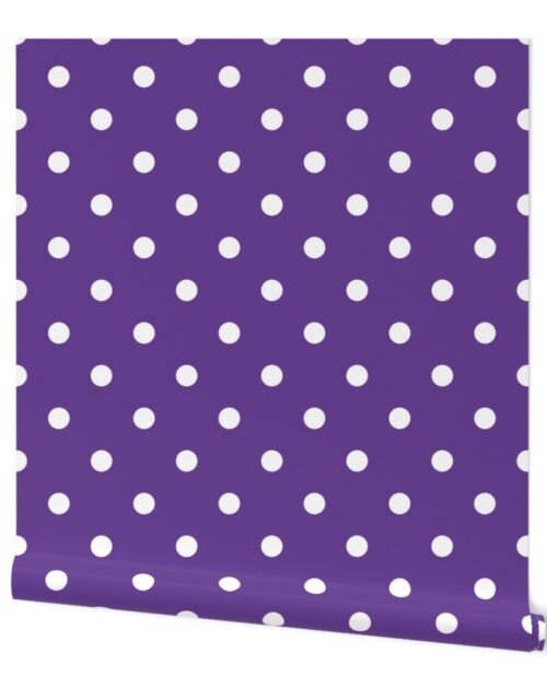 White Polkadots on Ultra Violet Purple Polkadots Wallpaper