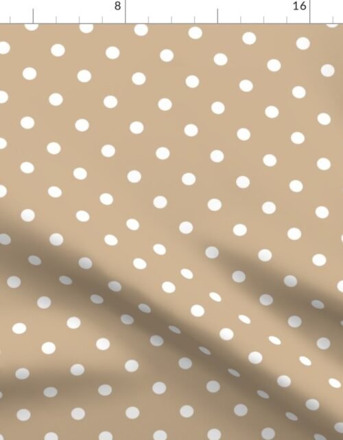 White Polkadots on Warm Sand Fabric