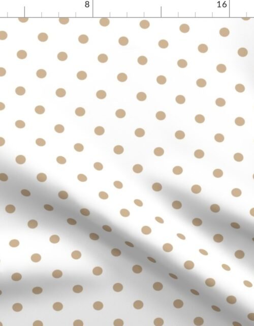 Warm Sand Polkadots on White Fabric