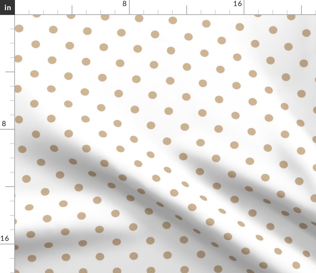 Warm Sand Polkadots on White Fabric Warm Sand Polkadots on White Fabric