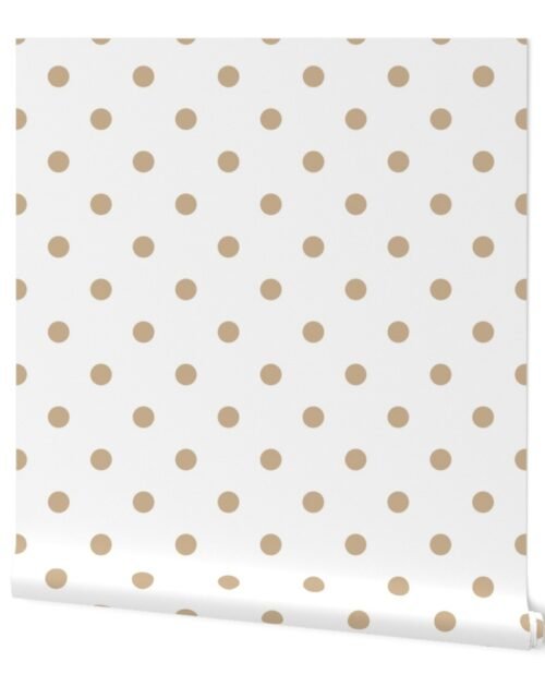Warm Sand Polkadots on White Wallpaper