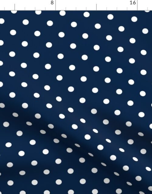 White Polkadots on Sailor Blue Fabric