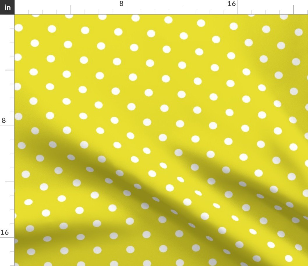 White Polkadots on Meadowlark Yellow Fabric White Polkadots on Meadowlark Yellow Fabric