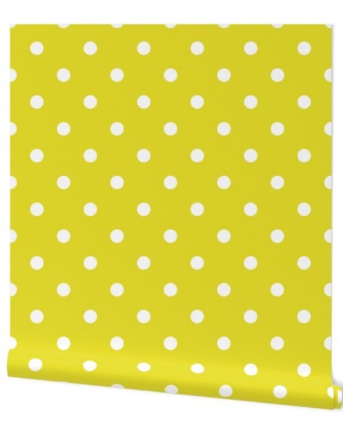 White Polkadots on Meadowlark Yellow Wallpaper