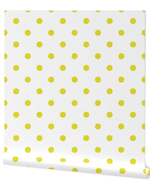 Meadowlark Yellow Polkadots on White Wallpaper