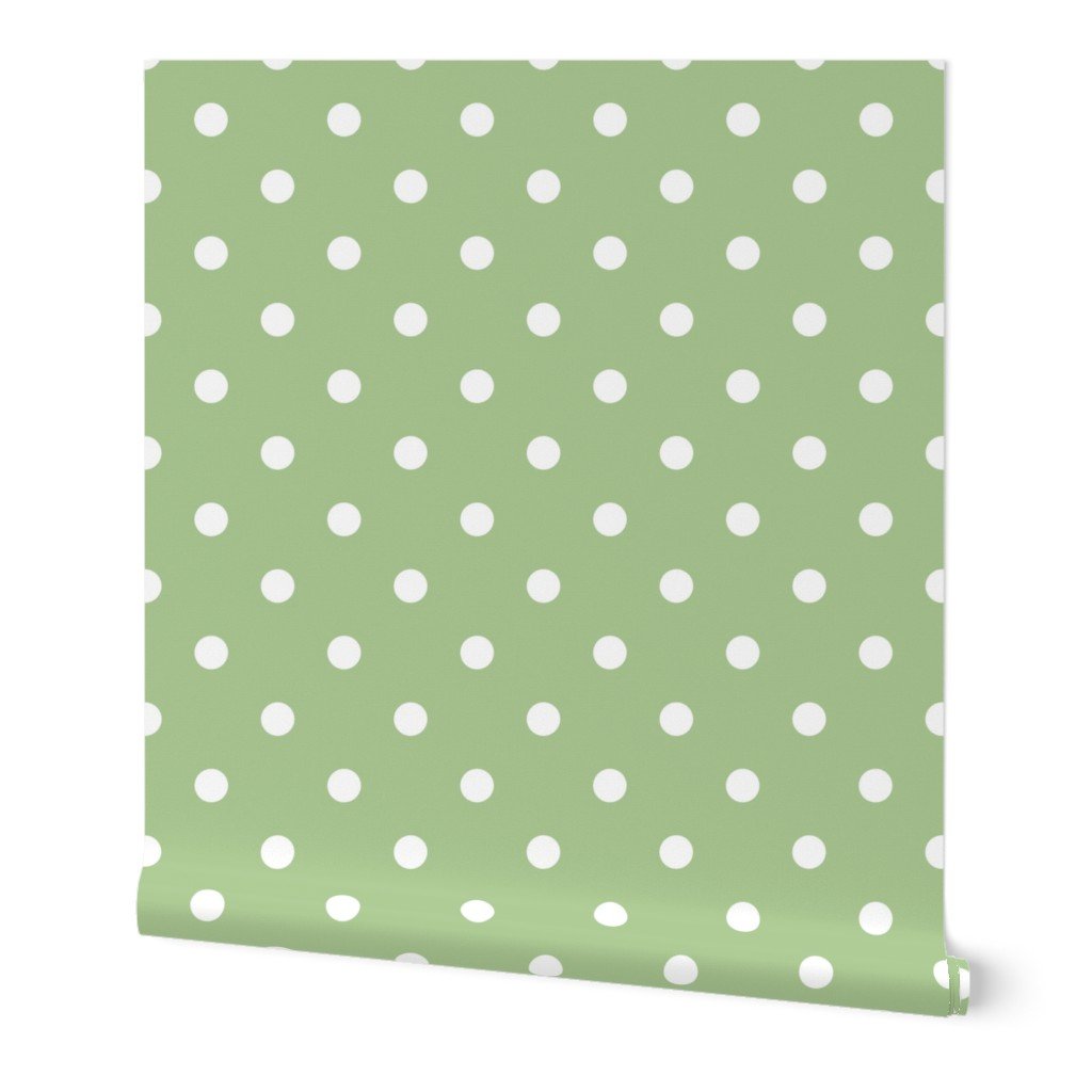 White Polkadots on Nile Green Wallpaper White Polkadots on Nile Green Wallpaper