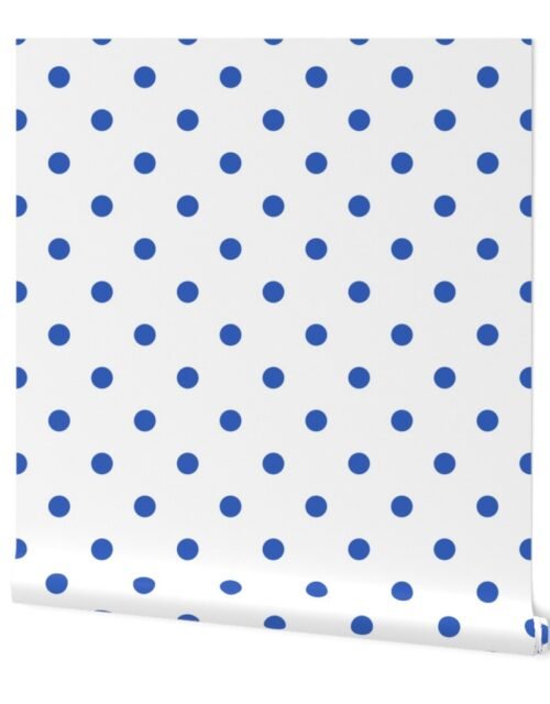 Palace Blue Polkadots on White Wallpaper