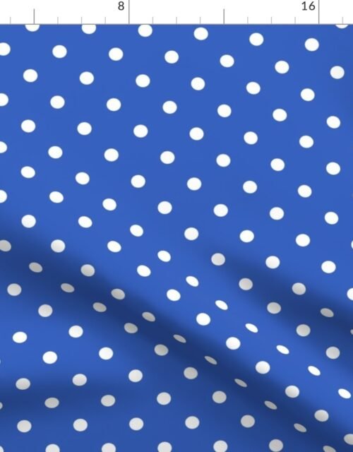 White Polkadots on Palace Blue Fabric