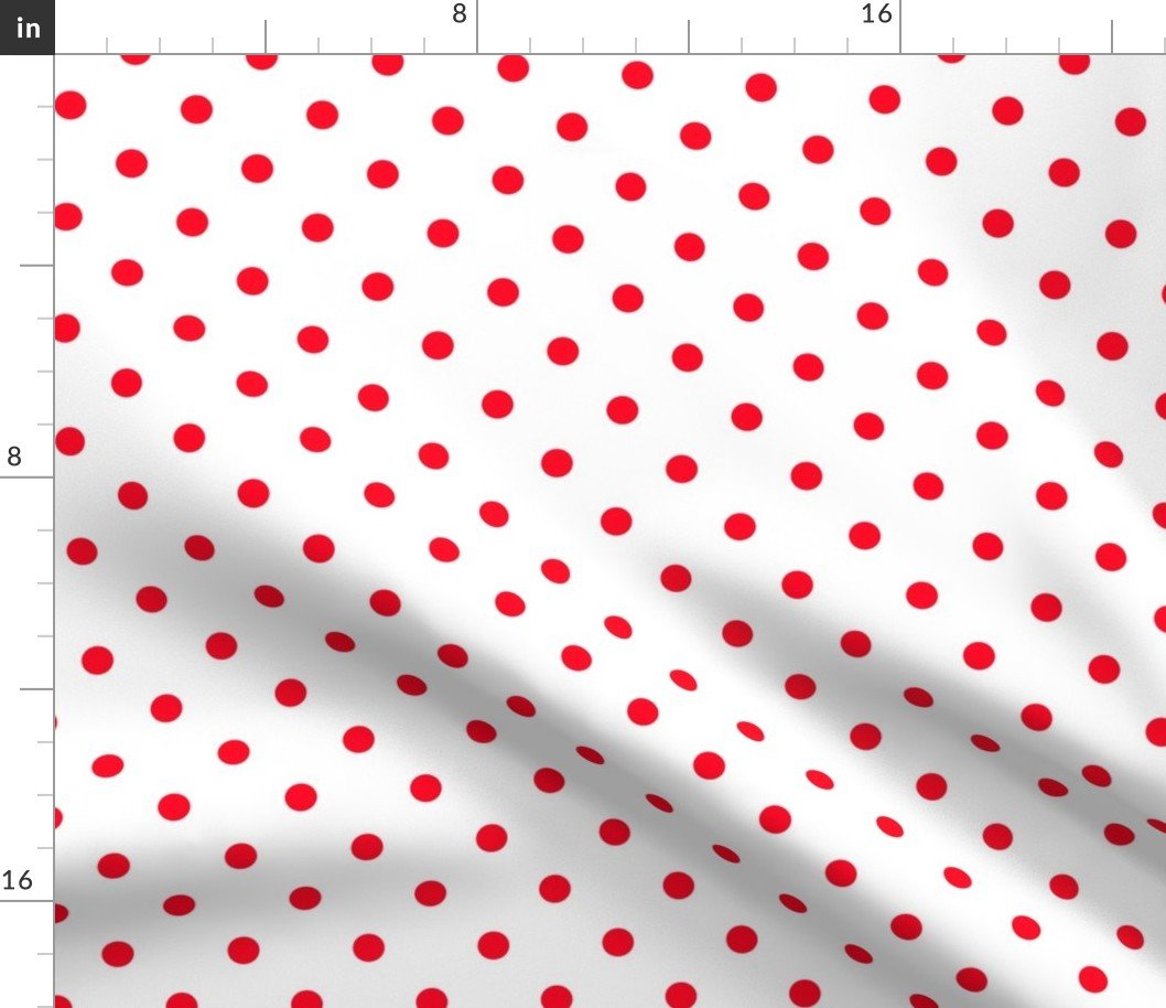 Cherry Red Polkadots on White Fabric Cherry Red Polkadots on White Fabric