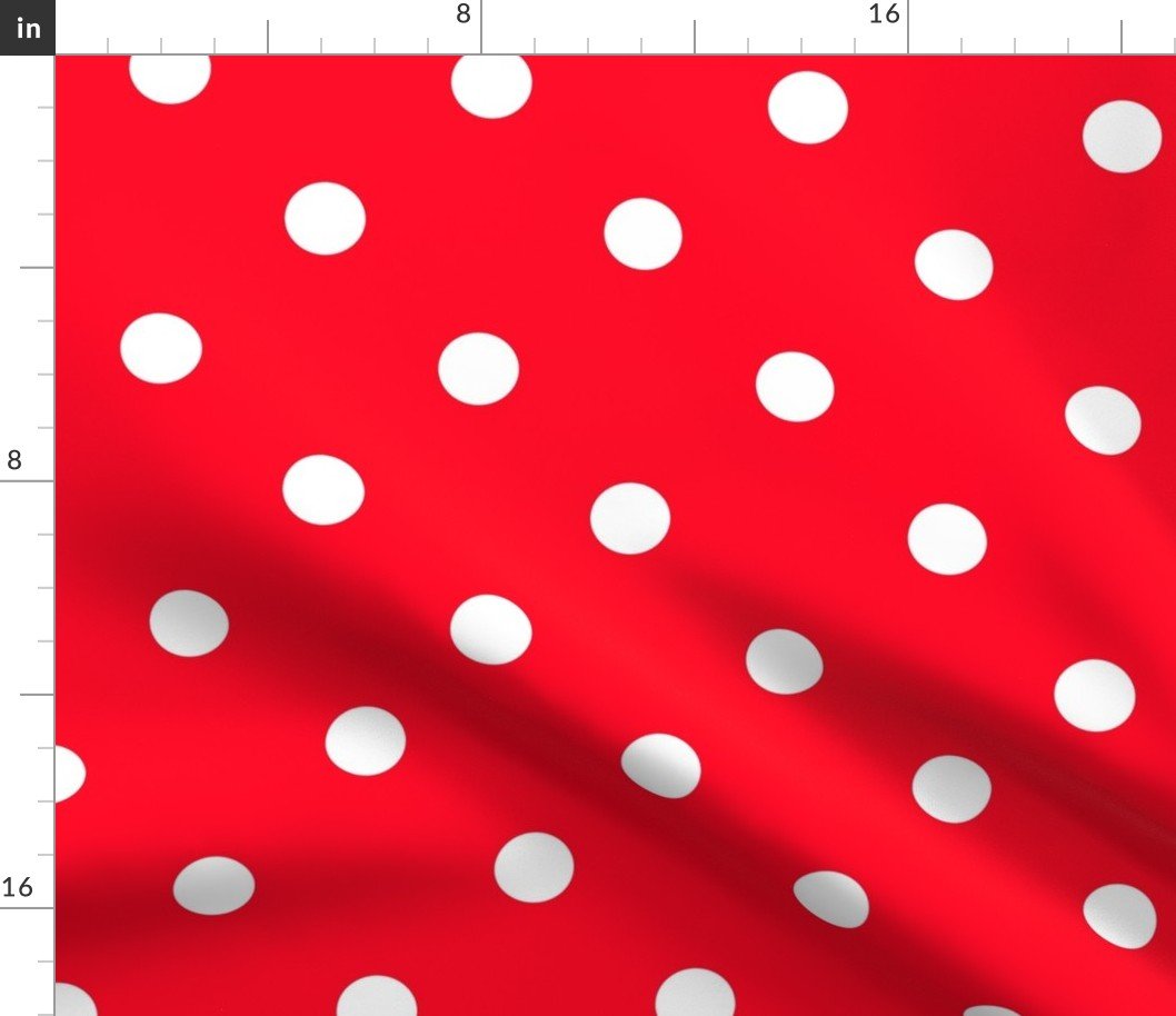 White Polkadots on Cherry Red Fabric White Polkadots on Cherry Red Fabric