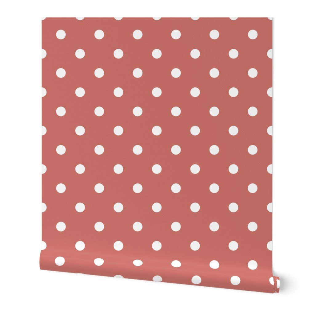 White Polkadots on Ash Rose Wallpaper White Polkadots on Ash Rose Wallpaper