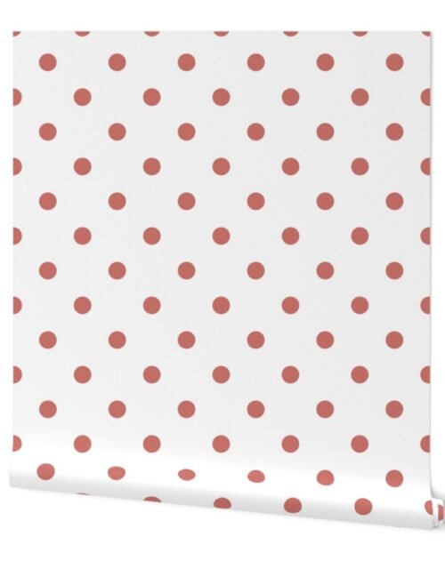 Ash Rose Polkadots on White Wallpaper