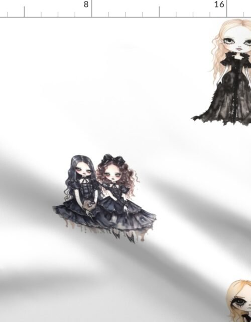 6 inch Big-Eyed Evil Doll Twins in Black Fabric
