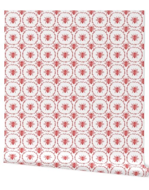 Royal Queen HoneyBees in Red with Wreaths Wallpaper