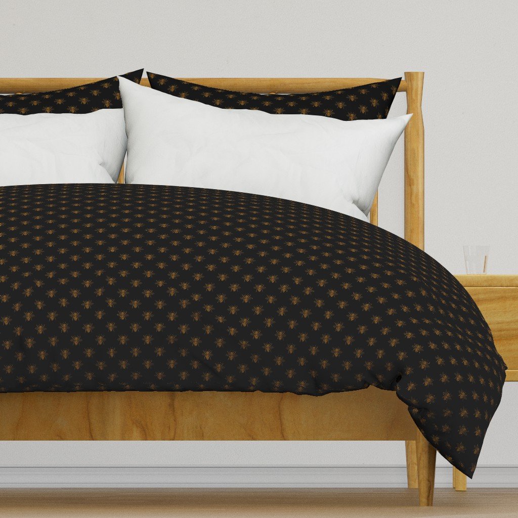 Royal Gold Queen Bees on Black Duvet Cover Royal Gold Queen Bees on Black Duvet Cover