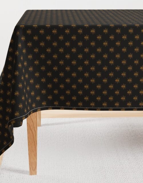 Royal Gold Queen Bees on Black Rectangular Tablecloth