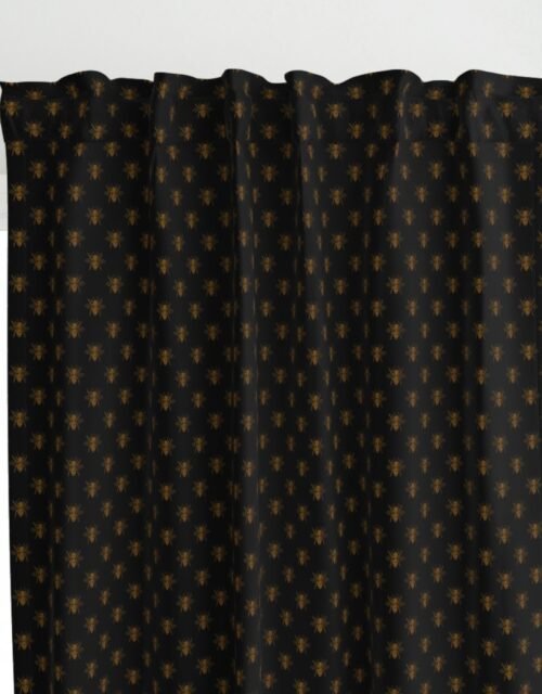 Royal Gold Queen Bees on Black Curtains